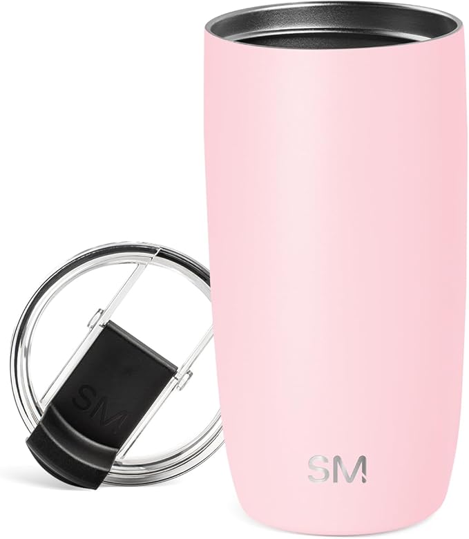 Simple Modern Voyager Tumbler with Flip Lid | Travel Coffee Mug | Insulated Stainless Steel Cold Brew Iced or Hot Coffee Cup | Gifts for Women Men Her Him | 16oz, Blush