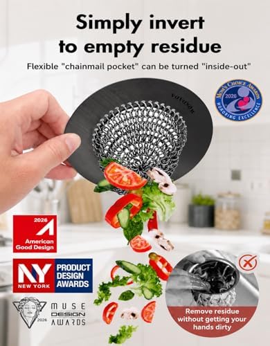 Reversible Kitchen Sink Drain Strainer, Anti-Clog Flat Edge, Black