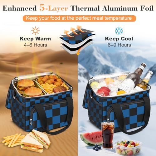 Coobiiya Insulated Lunch Box for Men & Women, Leakproof Lunch Bag Cooler Bag with 4 Pockets,Heavy Duty Lunch Bags Men Cooler Bags for Camping, Travel, Work Kayaking & Beach