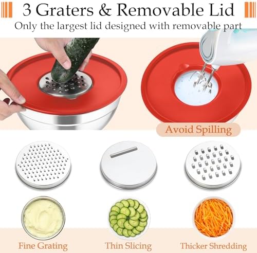 TeamFar Mixing Bowls, Stainless Steel Nesting Salad Bowls Set