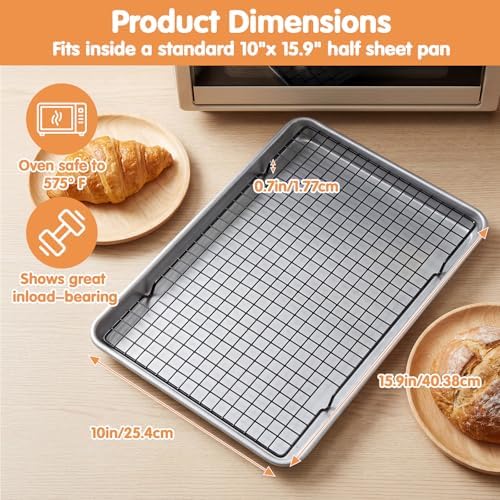 7PCS Carbon Steel Cooling Racks 16"x10", Heavy Duty Wire Baking Rack for Cooking, Roasting, Grilling and Drying, Oven Safe Nonstick Cookie Rack, Fits Half Sheet Pan, Dishwasher Safe