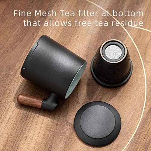 ZENS Tea Cup with Infuser and Lid for Loose Leaf Tea Steeper, 12oz Black