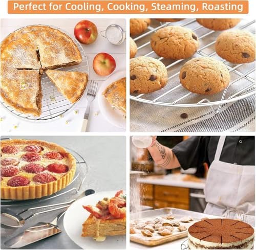 TamBee 9 Inch Round Cooling Racks for Cooking and Baking 304 Stainless Steel Cooling Racks Baking and Cooling Steaming Rack w Stand Cookware for Air Fryer Pressure Cooker Canning