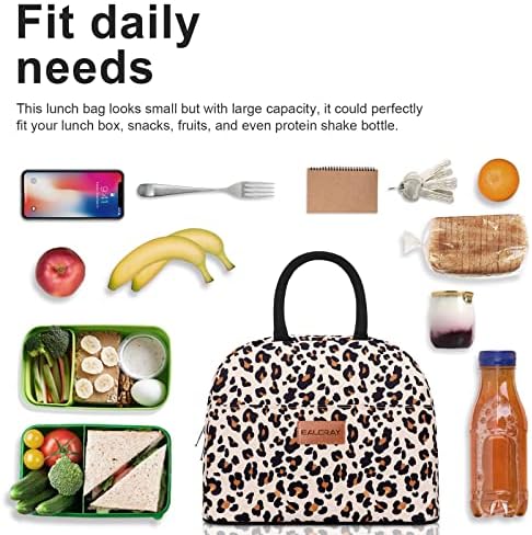 BALORAY Lunch Bag for Women Men Adult Lunch Box (Beige with leopard), L