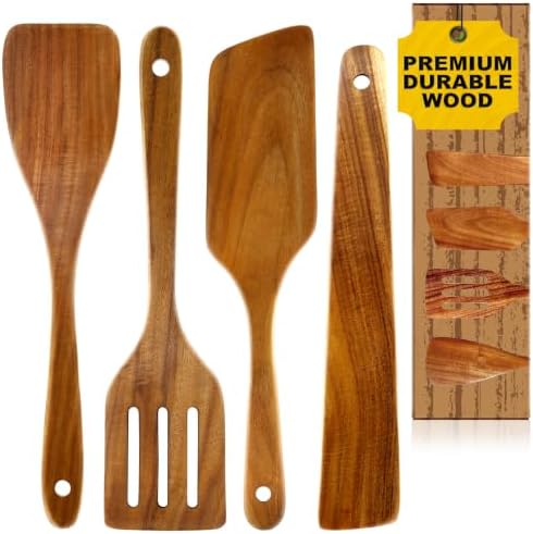 Non Toxic Wooden Cooking Utensils Set Flat Wood Spatula Spurtle Scraper