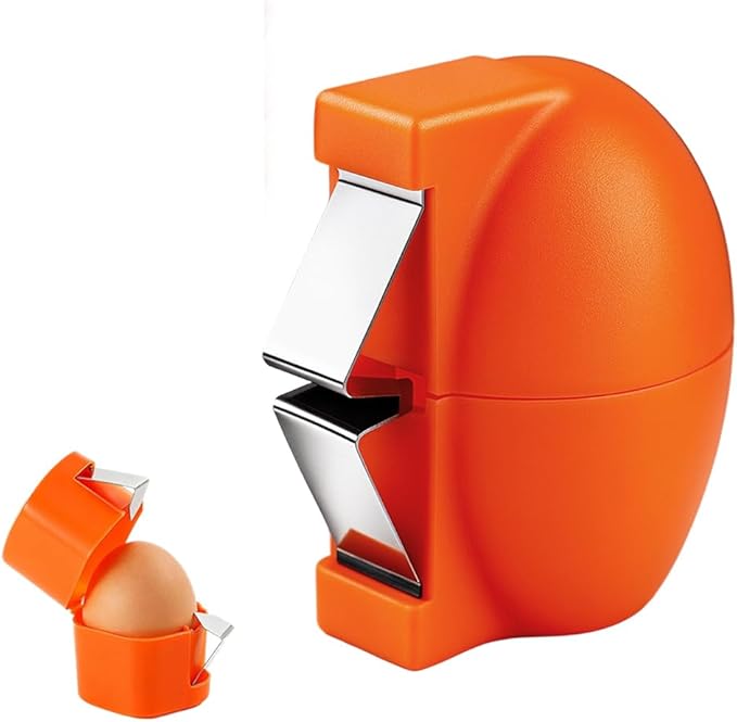 Egg Shell Opener Egg Cracker Tool,2026 New Eggs Separator for Raw and Hard Boiled Eggs Peeler Shell Remover,Stainless Steel Eggshell Breaker Peeling Tool Portable Kitchen Gadgets (1, Orange)