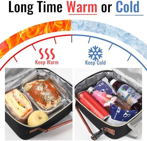 Genteen Lunch Box for Kids, Boys - Insulated Small LunchBox Reusable, Zip Closure & Buckle Handle, Portable Cooler for Work, School, Travel (Black)