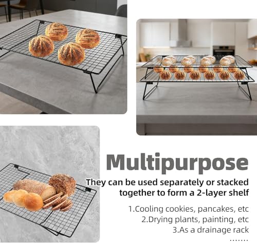 Sourdough Cooling Rack, Heavy Duty Cooling Rack for Sourdough, 17×11×3 Inch Elevated Design, Black，Gifts for Baking Must Haves,1 PCS
