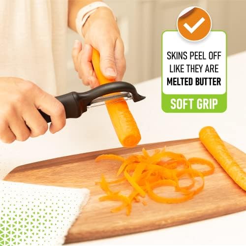 Spring Chef Swivel Vegetable Peeler with Soft Grip Handle, Set of 2, Black