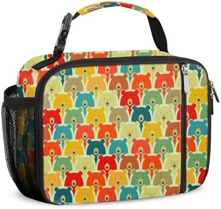 esouler Lunch Box Kids Insulated Lunch Bag for Boys & Girls Durable Children Lunchbox for School with Water Bottle Holder-Bear