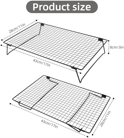 Sourdough Cooling Rack, Heavy Duty Cooling Rack for Sourdough, 17×11×3 Inch Elevated Design, Black，Gifts for Baking Must Haves,1 PCS