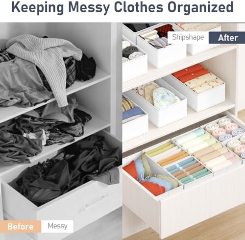 DIMJ Drawer Organizer Clothes Storage - 18 Pack Baby Dresser Organizer for Nursery, Foldable Drawer Dividers for Bedroom Closet Organization, Fabric Storage Bins for Socks, Underwears, Bras