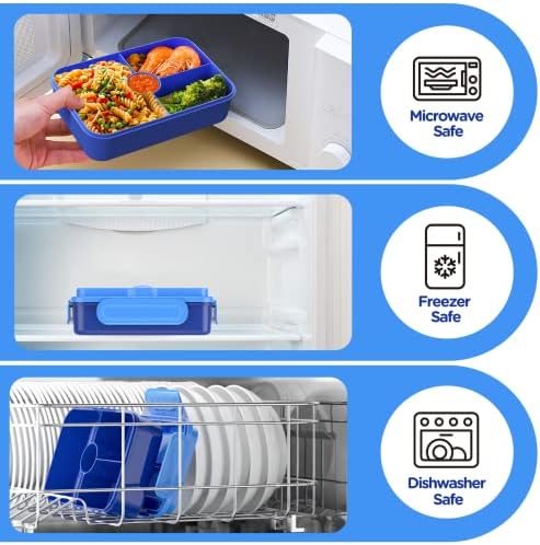 Jelife Bento Lunch Box for Kids - Leakproof Large Bento-Style Bento Boxes