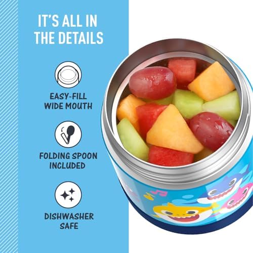 THERMOS FUNTAINER Kids Food Jar with Spoon, 10oz, Baby Shark