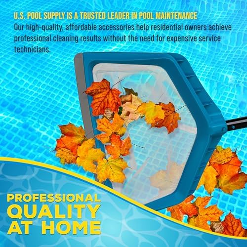 U.S. Pool Supply Pool Skimmer Net - Leaf Rake Fine Mesh Pool Skimmer Net