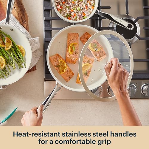 Pyrex 7-Piece Ceramic Cookware Set, Pots and Pans with Lids & Handles