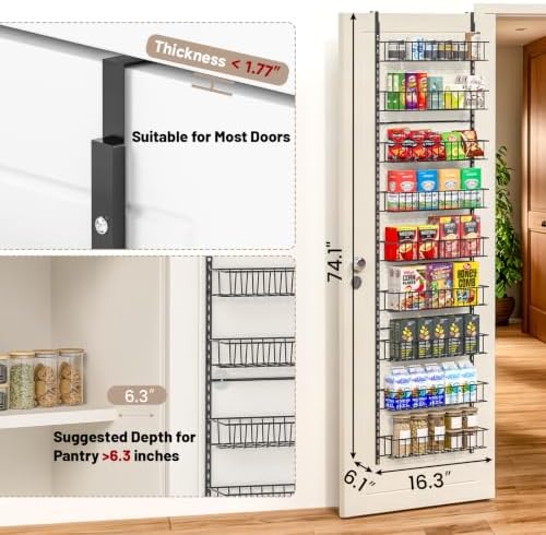 ElegantArray 9-Tier Pantry Door Organizer, Black