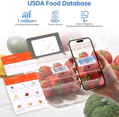 Smart Kitchen Food Scale, Nutrition App Tracks Calorie & Macros, 10kg/22lb