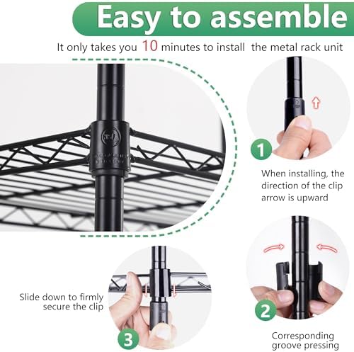 BestOffice | 5-Tier Wire Shelf | 22" x 12" x 48" | Black