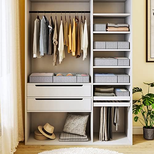 DIMJ Drawer Organizers - 12 Pack Foldable Closet & Sock Organizers, Fabric Dresser Drawer Dividers for Clothes, Underwear, Bras, Socks