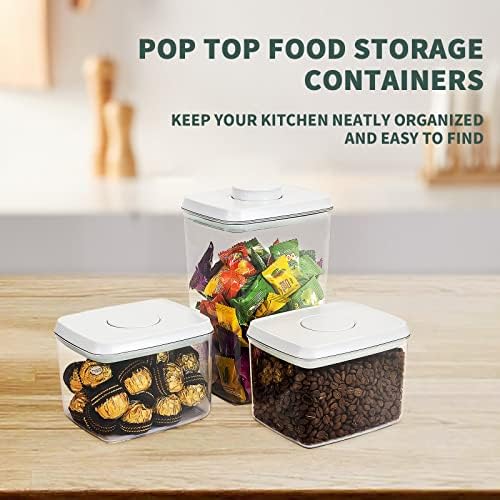 Pop Top Airtight Food Storage Containers, 3 Pack, 1.3Qt x2 + 2.9Qt