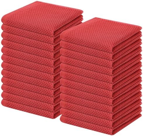 Homaxy 100% Cotton Waffle Weave Kitchen Dish Cloths 24-Pack, Brick Red