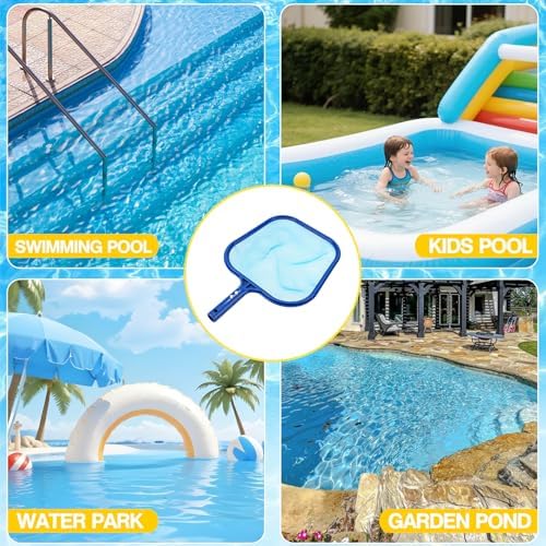 Pool Skimmer Net, Professional Swimming Pool Leaf Skimmer with Heavy Duty Frame, Fine Nylon Flat Mesh for Fast Debris Cleaning, for Above Ground & In-Ground Pools,16×10.8in (No Pole)