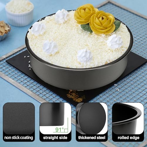 9 Inch Round Cake Pan, 2PCS Cake Pans 9 Inch Round with 60 Parchment Paper
