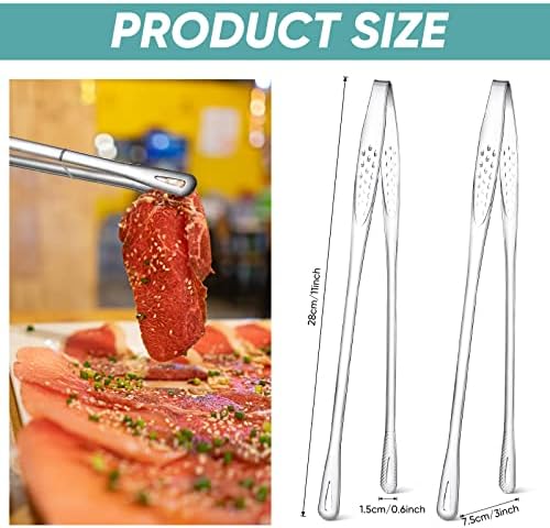 meekoo 6 Pcs Stainless Steel Korean BBQ Grill Tongs
