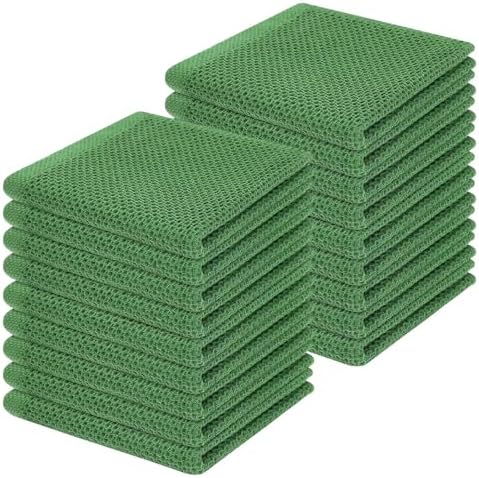Homaxy 100% Cotton Waffle Weave Kitchen Dish Cloths 18-Pack, Grass Green