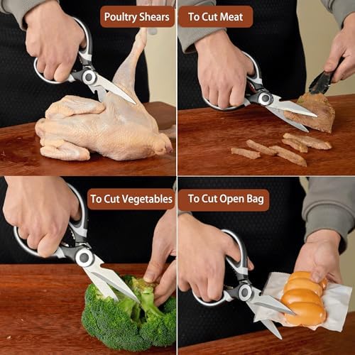 OMDAR 3 Pack Kitchen Scissors & Seafood Scissors Set, Sharp Kitchen Shears