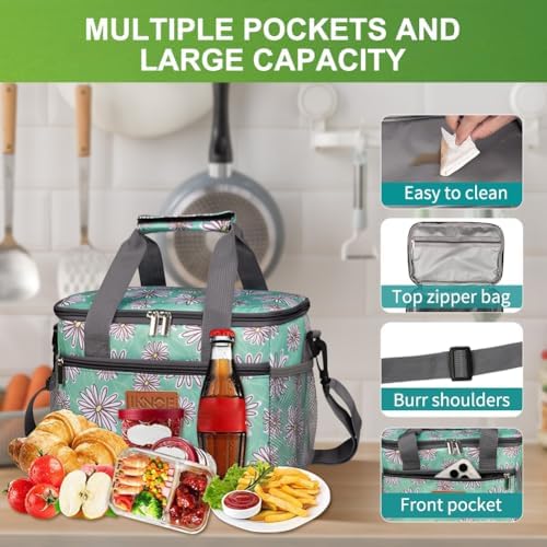 iknoe Insulated Lunch Bag, Foldable 8.5L Cooler Bag for Men & Women, Lunch Box