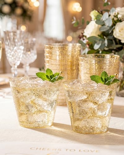 Hioasis Gold Cups, 100 Pack, 9oz, Disposable Party Cups
