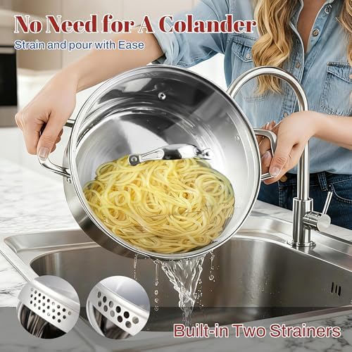 AOSION 6 Quart Deep Fryer Pot with Basket,Stainless Steel Stock Pot for Daily Family Use.