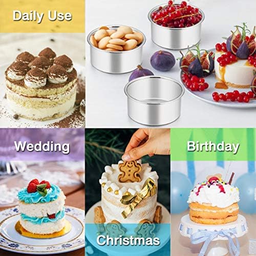 TeamFar 4 Inch Cake Pan, Stainless Steel Mini Cake Pan Round Baking Tins