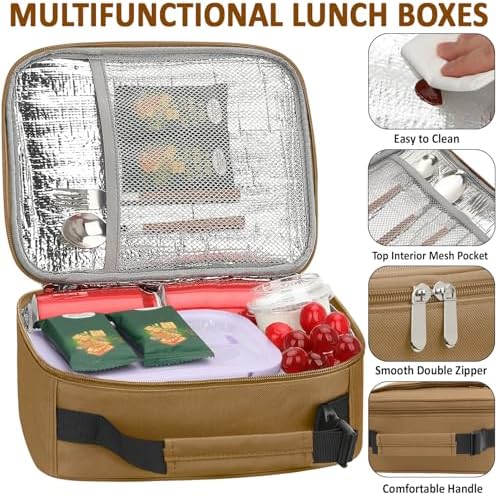 Tenot Lunch Box Kids Insulated Lunch Tote Bag Khaki