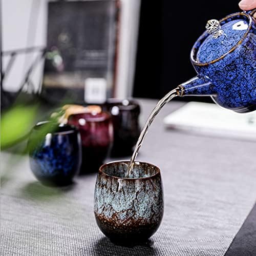 Jianzhan Ceramic Teacup, Kung Fu Tea Set, Coffee cup，Yerba Mate Set Ceramic Mate CupSet of 4 (green)