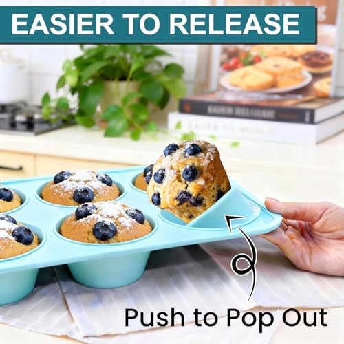 CAKETIME Jumbo Muffin Pan, 6 Cup Silicone 3.5 Inch Large Muffin Tin for Baking Giant Homemade Muffins, Cupcakes, Frittatas Non Stick