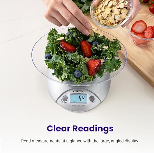 Etekcity Food Kitchen Scale with Bowl, 11lb/5kg, Grams and Ounces