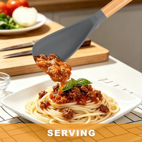 3 Pack Silicone Cooking Spoon for Nonstick Cookware, Silicone Spatula Spoon