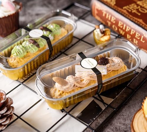 NPLUX Halloween Mini Loaf Pans, 6.8oz 50 Pack Gold for Home Bakers