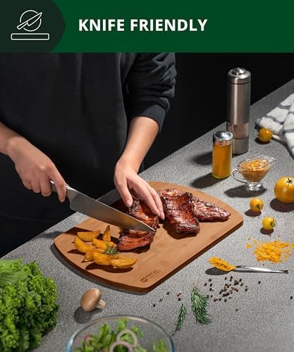 ROYAL CRAFT WOOD Wooden Cutting Boards for Kitchen Meal Prep & Serving - Bamboo Wood Serving Board Set with Deep Juice Groove Side Handles - Charcuterie & Chopping Butcher Block for Meat