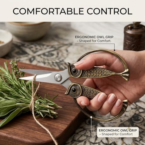 XSNBRD Heavy Duty Kitchen Scissors, Bronzed Stainless Steel Owl Shears.