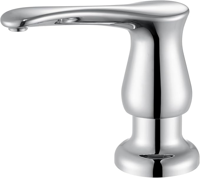 GAGALIFE Kitchen Sink Soap Dispenser Chrome, Built in Soap Dispenser with 13 OZ Bottle, Refill from The Top, Liquid Dispenser for Kitchen Sink