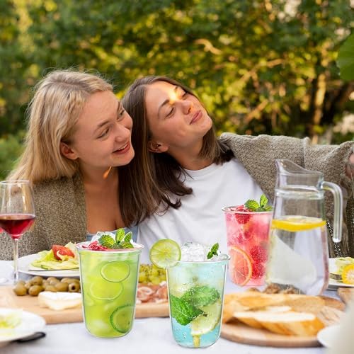 KesaPlan 50 Pcs 16oz Plastic Clear Cups, Disposable Wine Cocktail Glasses