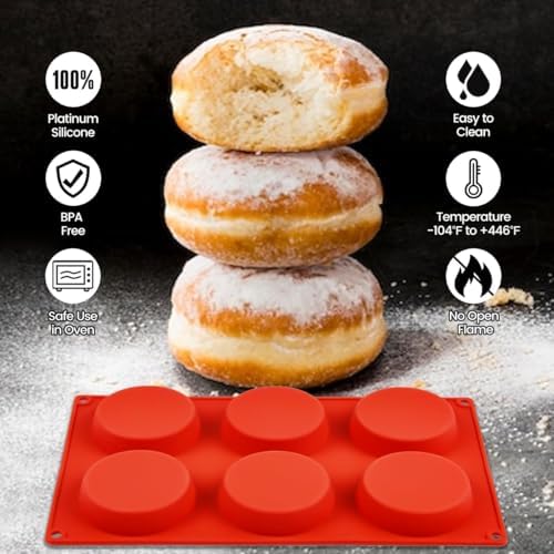 CAKETIME Muffin Top Pan, Silicone Egg Molds for Breakfast Sandwiches 3 Inch Round Silicone Baking Molds for Baking English Muffins, Whoopie Pies, Corn Bread, Egg Bites, Cookie, Tarts 3 Pack