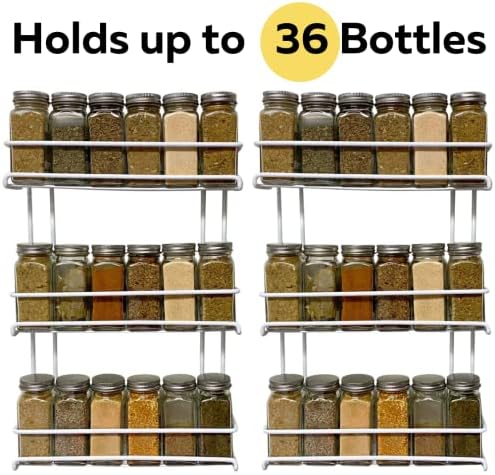 Evelots 2-Pack 3-Tier Spice Rack Organizer Door/Wall Mount Holds 36 Bottles