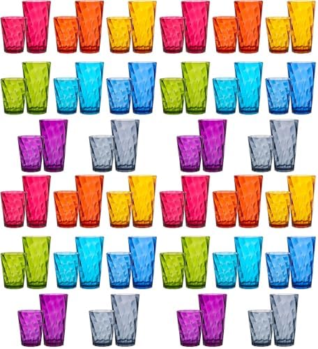 US Acrylic Optix Plastic Reusable Drinking Glasses (Set of 16) 14oz Rocks & 20oz Water Cups in Jewel Tone Colors | BPA-Free Tumblers, Made in USA | Top-Rack Dishwasher Safe (Pack of 4)