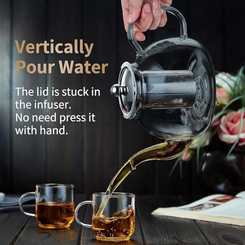 DOPUDO Glass Teapot with Infuser, 40 oz Borosilicate Tea Kettle