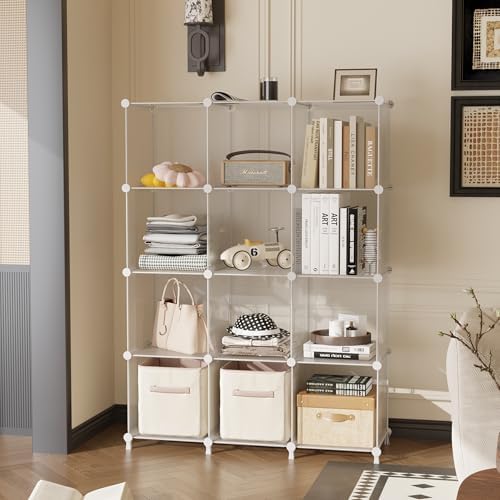 AWTATOS Closet Organizers, 12 Cube Storage Organizer, Transparent Twill